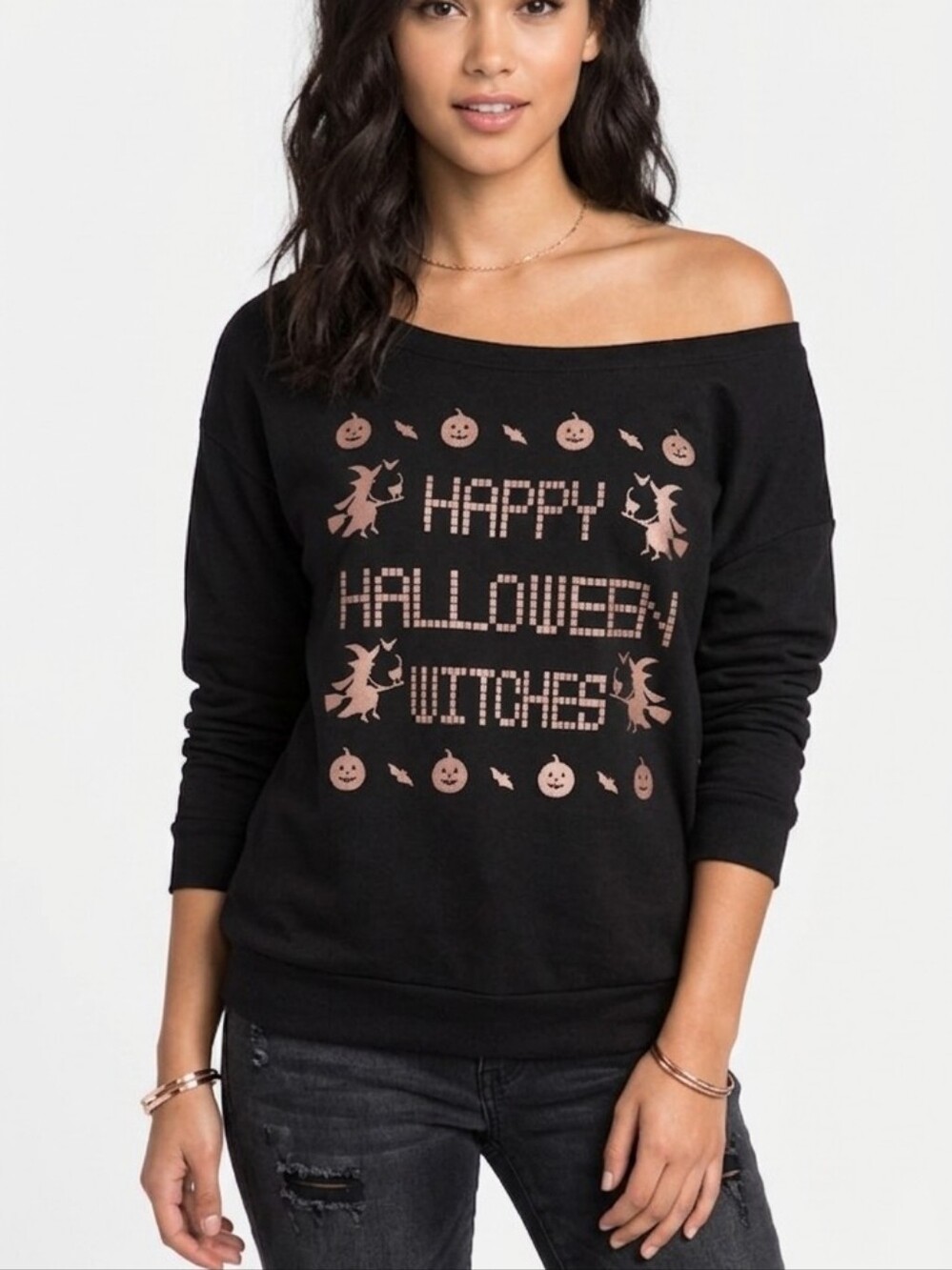'Happy Halloween Witches' Off-Shoulder Women’s Sweatshirt